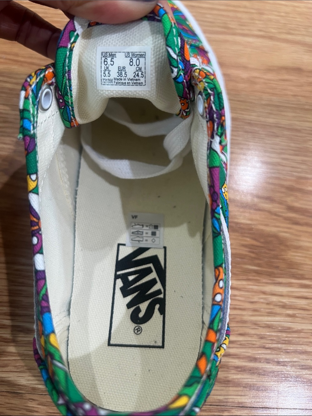 Vans Old Skool Green Multicolor Floral & Mushroom Skateboard Shoes W 8 M 6.5 - Picture 4 of 4